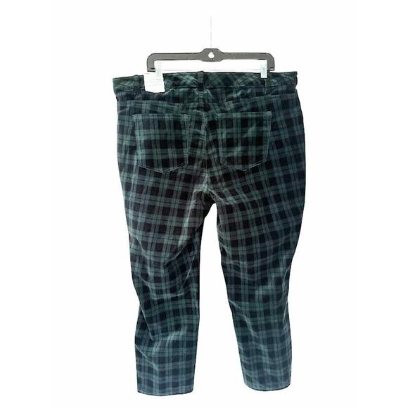 NYDJ Velveteen Green Plaid Lift Tuck Technology Stretch Straight Pants Size 18WP - Picture 2 of 11